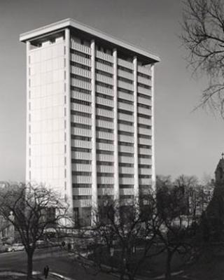 Black and White Photo of William James Hall Building