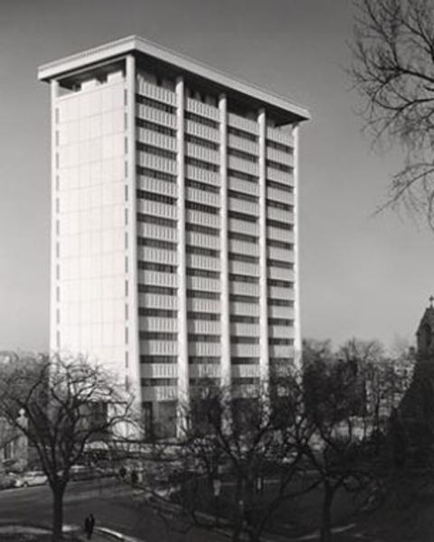 Black and White Photo of William James Hall Building
